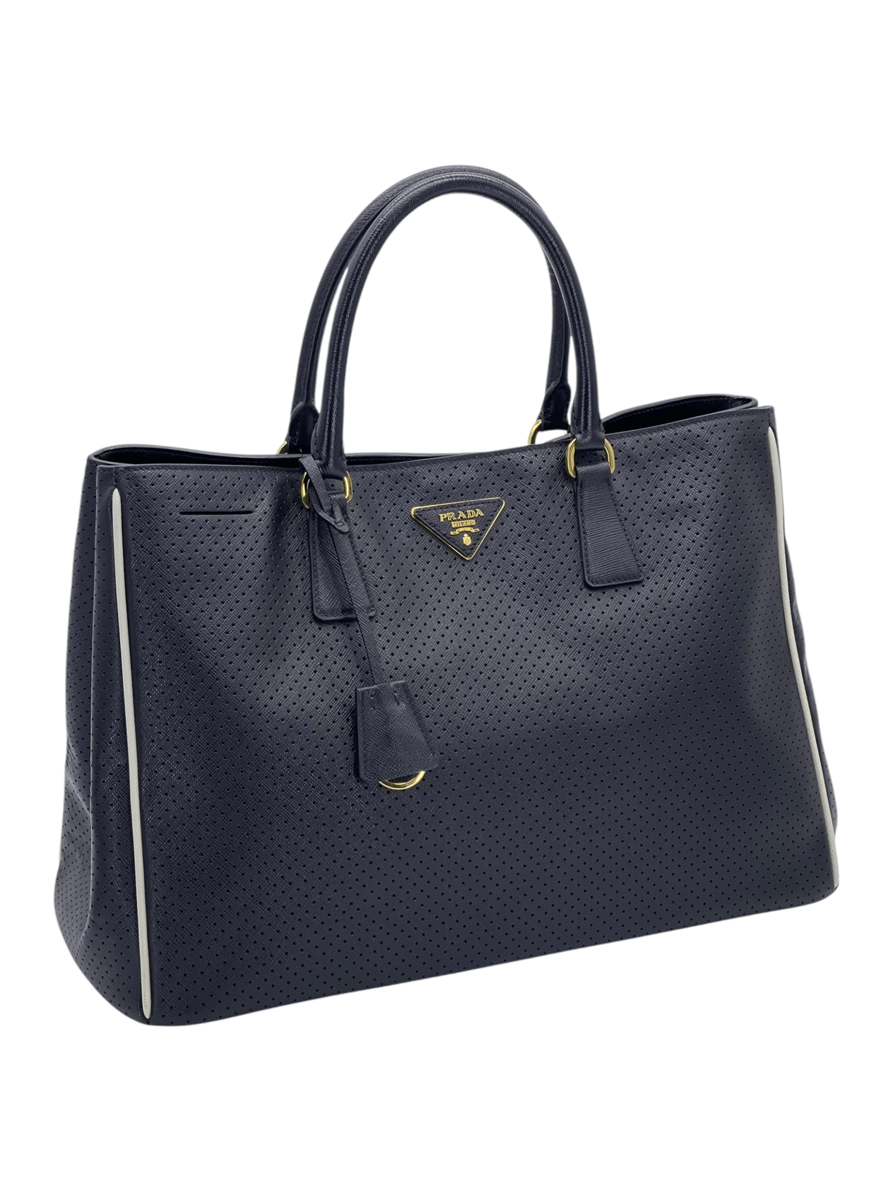  Prada Black Perforated Saffiano Leather Galleria Handbag PRADA  
