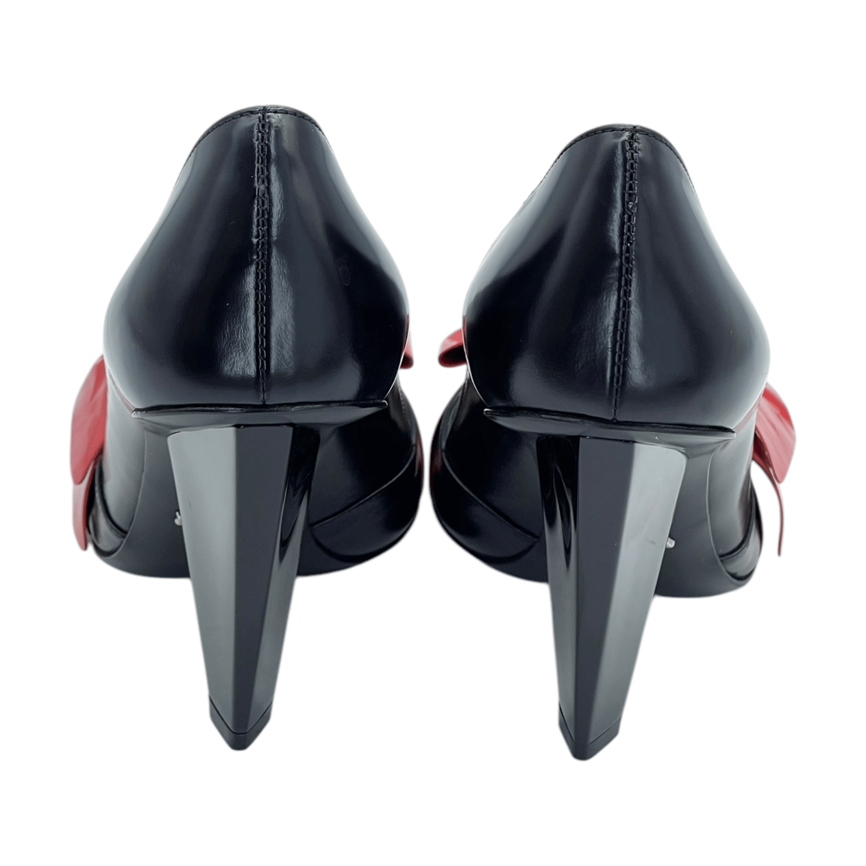  Prada Black Red Leather Bow Embellıshed Pumps 36.5 PRADA  