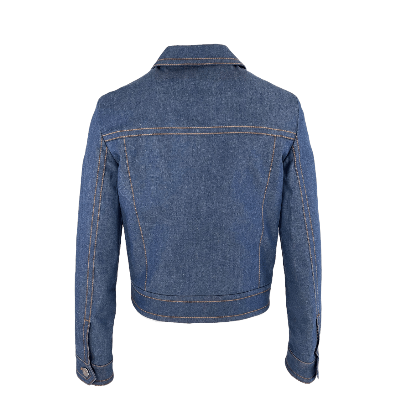  Prada Blue Denim Shearling Lined Rubber Logo Pocket Jacket IT38 PRADA  