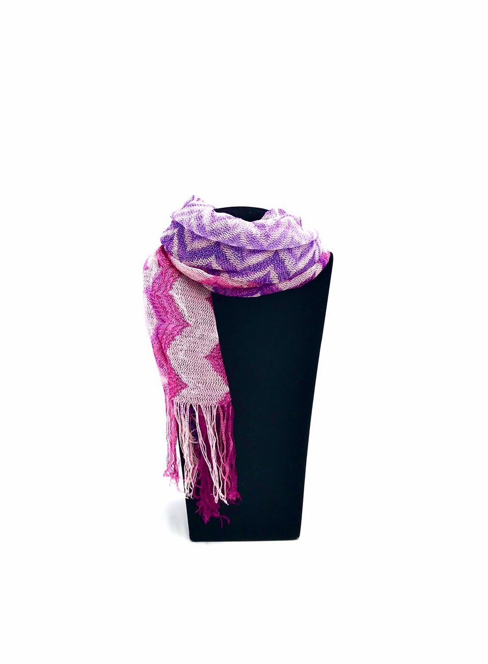  Purple & Pink Knitted Fringed Shawl MISSONI  