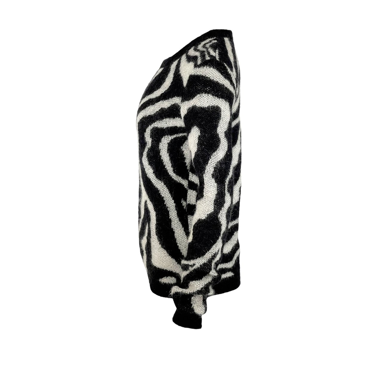  Saint Laurent Black White Mohair Abstract Print Sweater M YVES SAINT LAURENT  