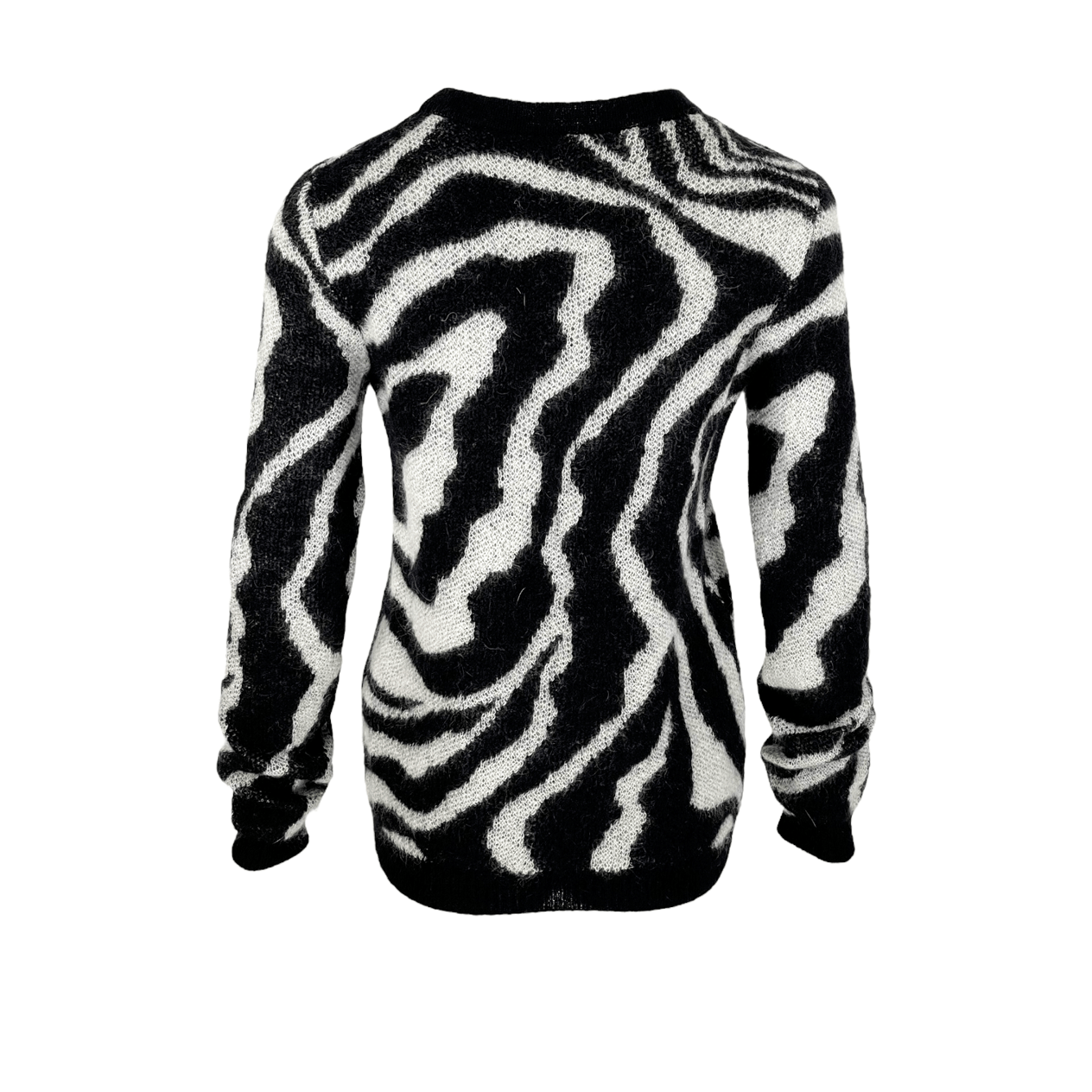  Saint Laurent Black White Mohair Abstract Print Sweater M YVES SAINT LAURENT  