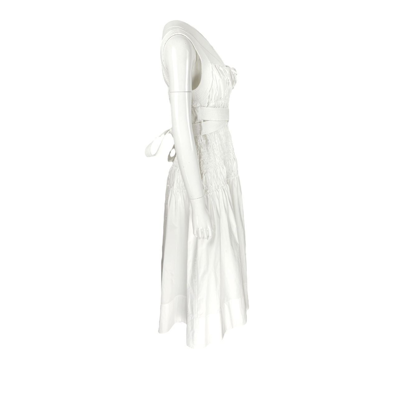  Self Portrait White Cotton Sweetheart Midi Dress UK10 SELF PORTRAIT  