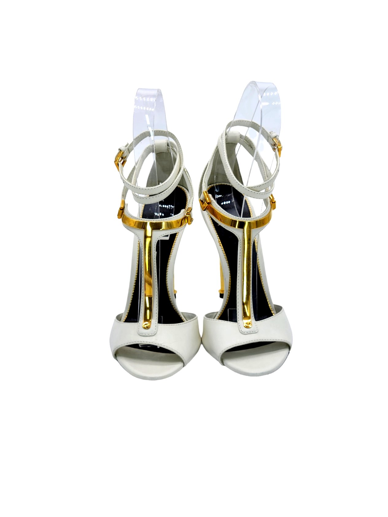  Tom Ford White Leather T-Bar Ankle Strap Sandals 36 TOM FORD  