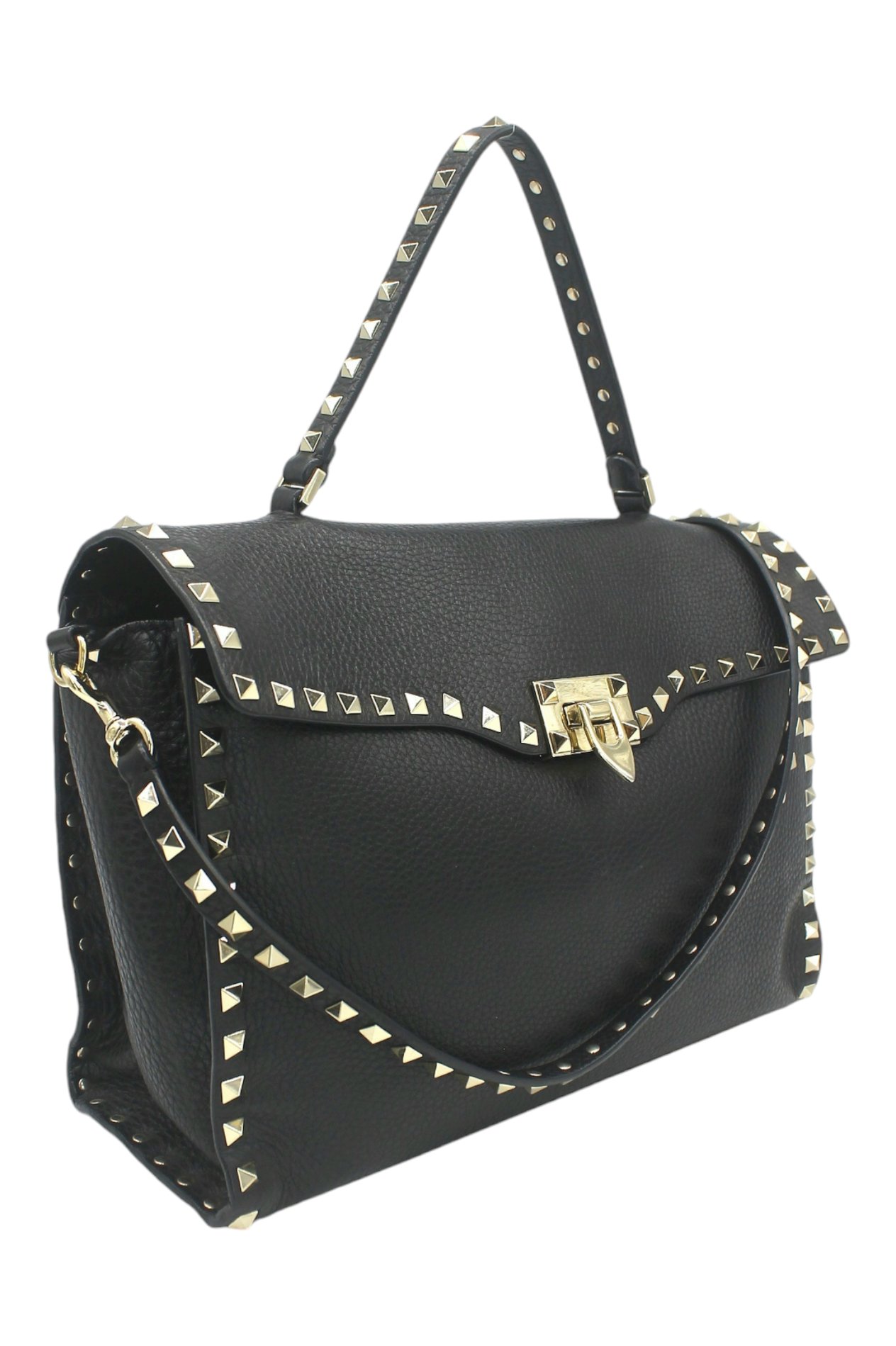  Valentino Black Leather Rockstud Satchel VALENTINO GARAVANI  