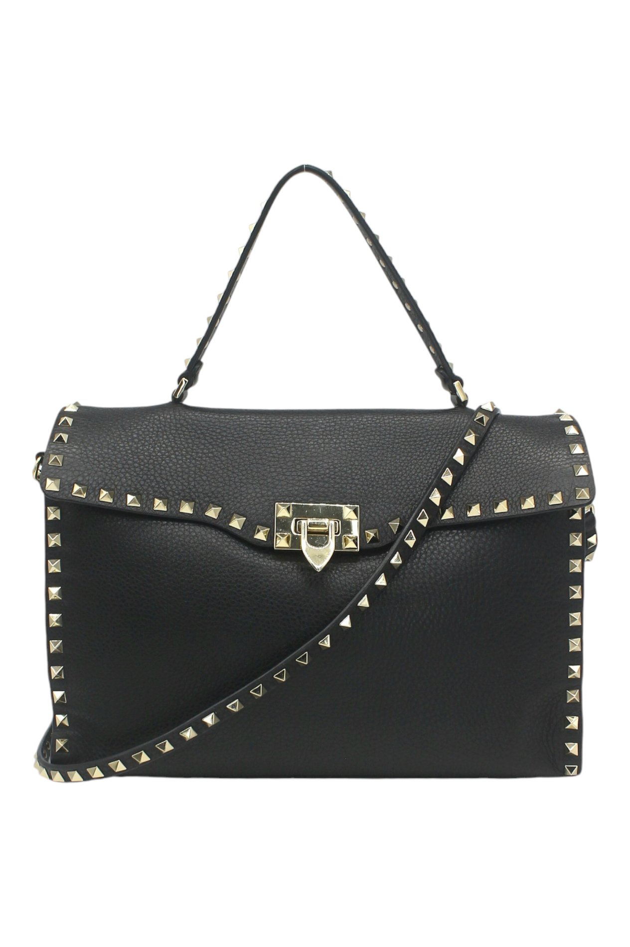  Valentino Black Leather Rockstud Satchel VALENTINO GARAVANI  