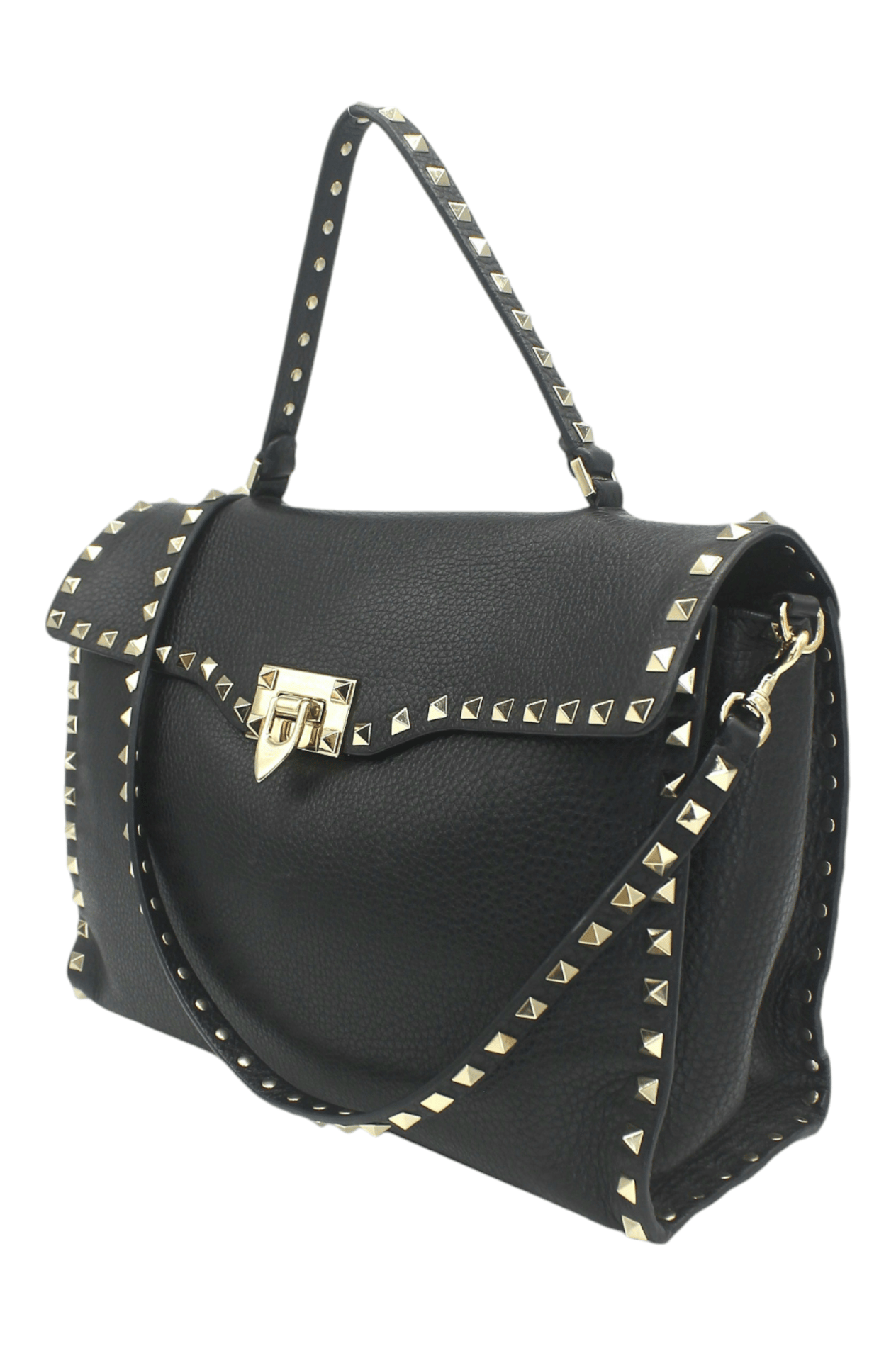 Valentino Black Leather Rockstud Satchel VALENTINO GARAVANI  