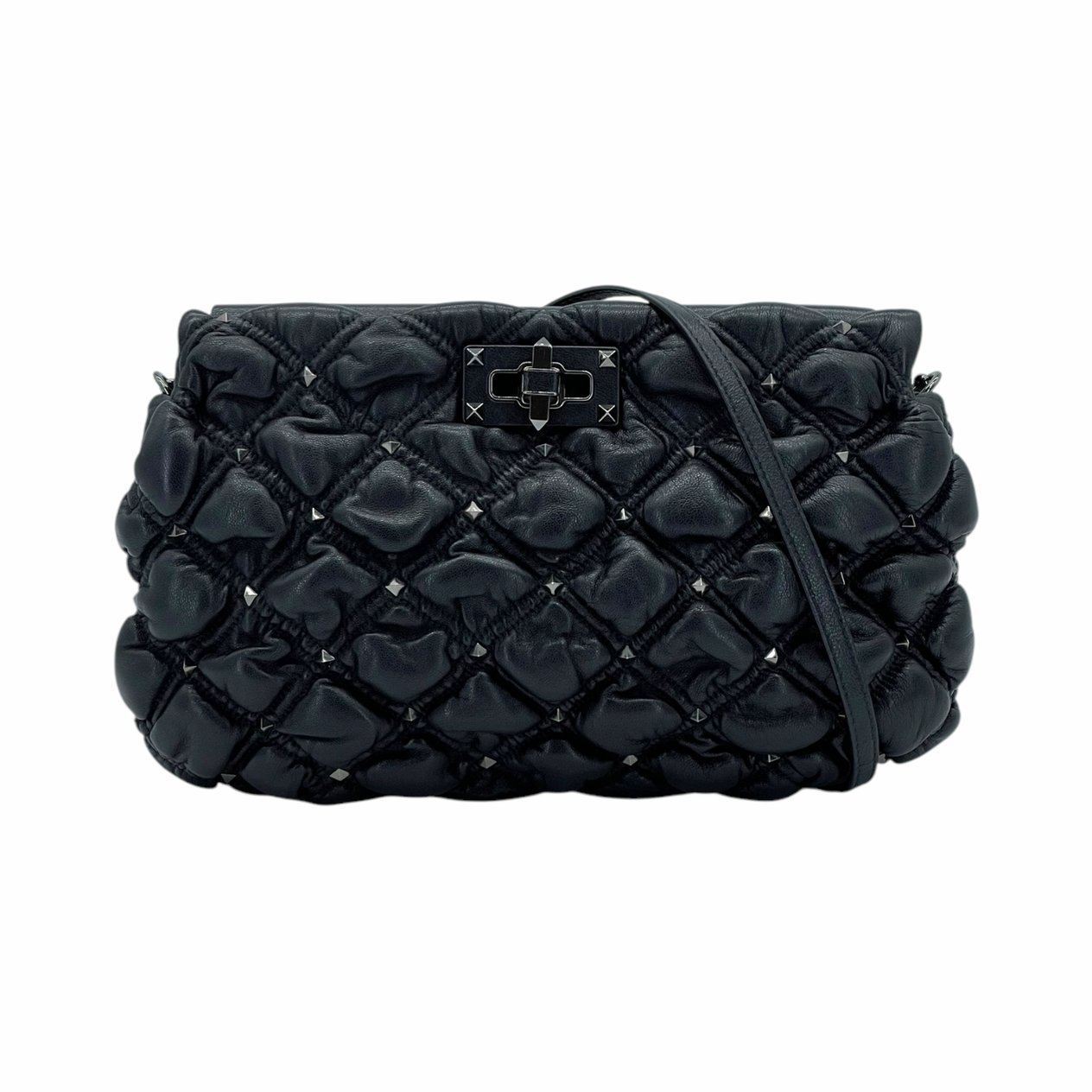  Valentino Black Smooth Nappa Leather Rockstud Spikeme Clutch Bag VALENTINO GARAVANI  