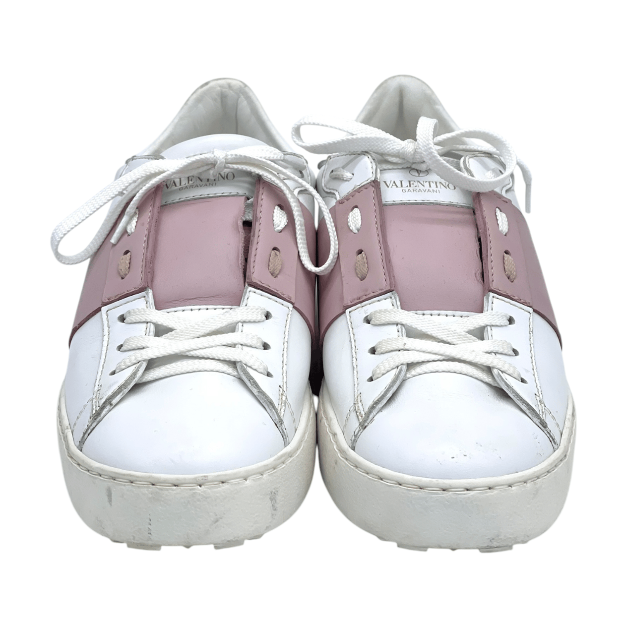  Valentino Garavani Calfskin Rockstud Open White Sneakers 40 VALENTINO GARAVANI  