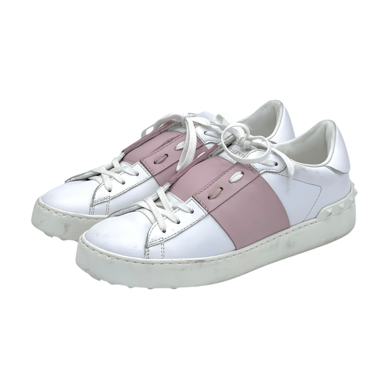  Valentino Garavani Calfskin Rockstud Open White Sneakers 40 VALENTINO GARAVANI  
