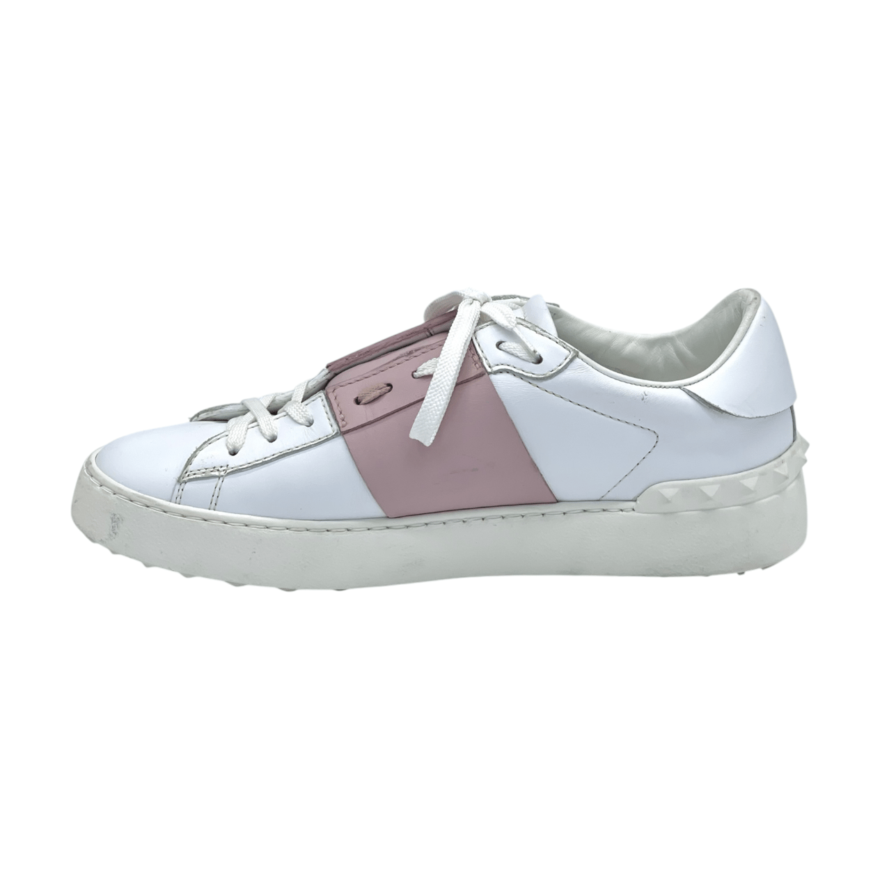  Valentino Garavani Calfskin Rockstud Open White Sneakers 40 VALENTINO GARAVANI  