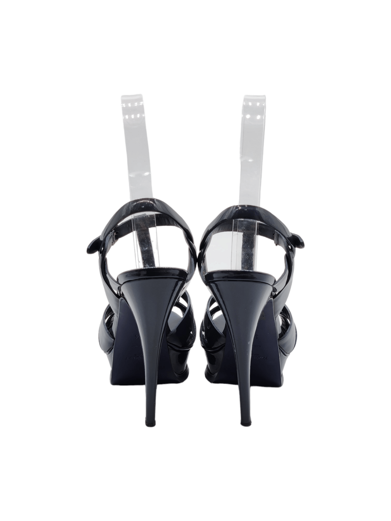  Yves Saint Laurent Patent Leather Navy Blue Tribute Sandals 38.5 YVES SAINT LAURENT  