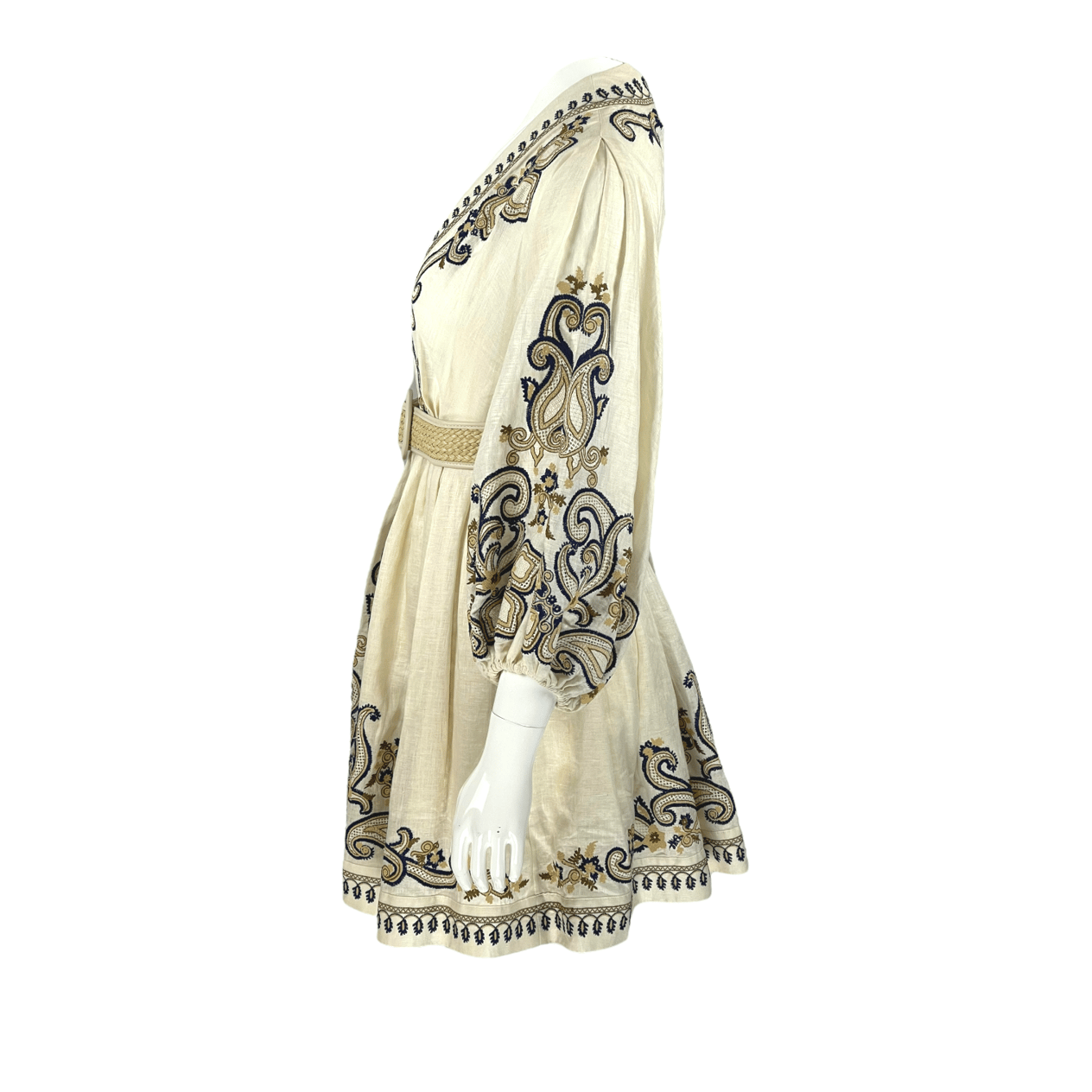  Zimmermann Aliane Belted Embroidered Linen Ivory Mini Dress 1 ZIMMERMANN  