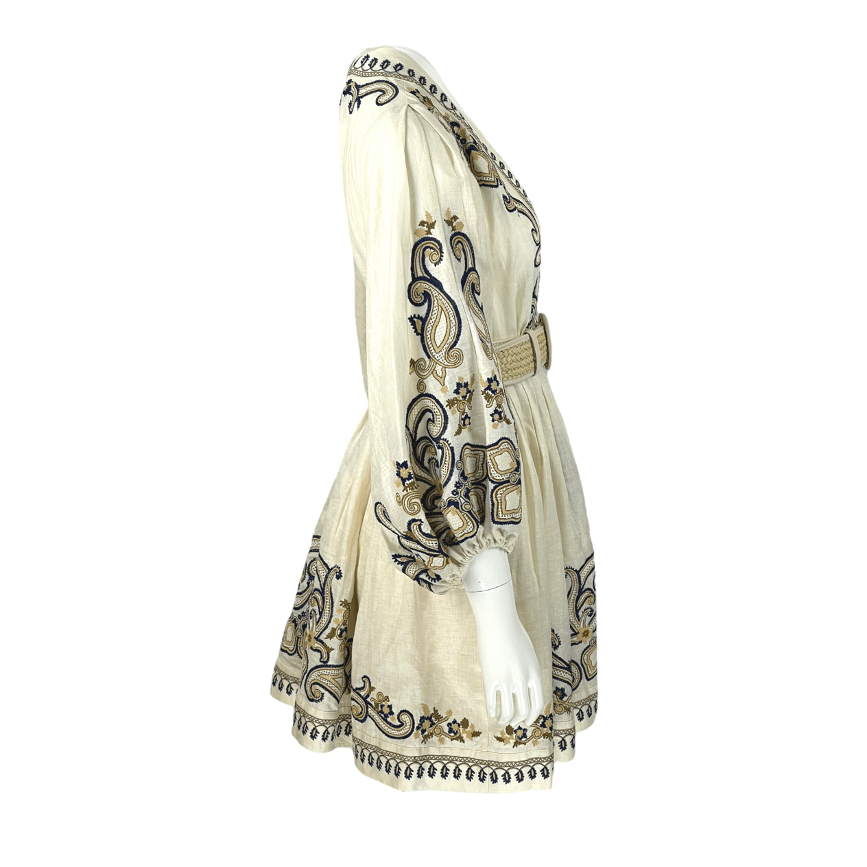  Zimmermann Aliane Belted Embroidered Linen Ivory Mini Dress 1 ZIMMERMANN  