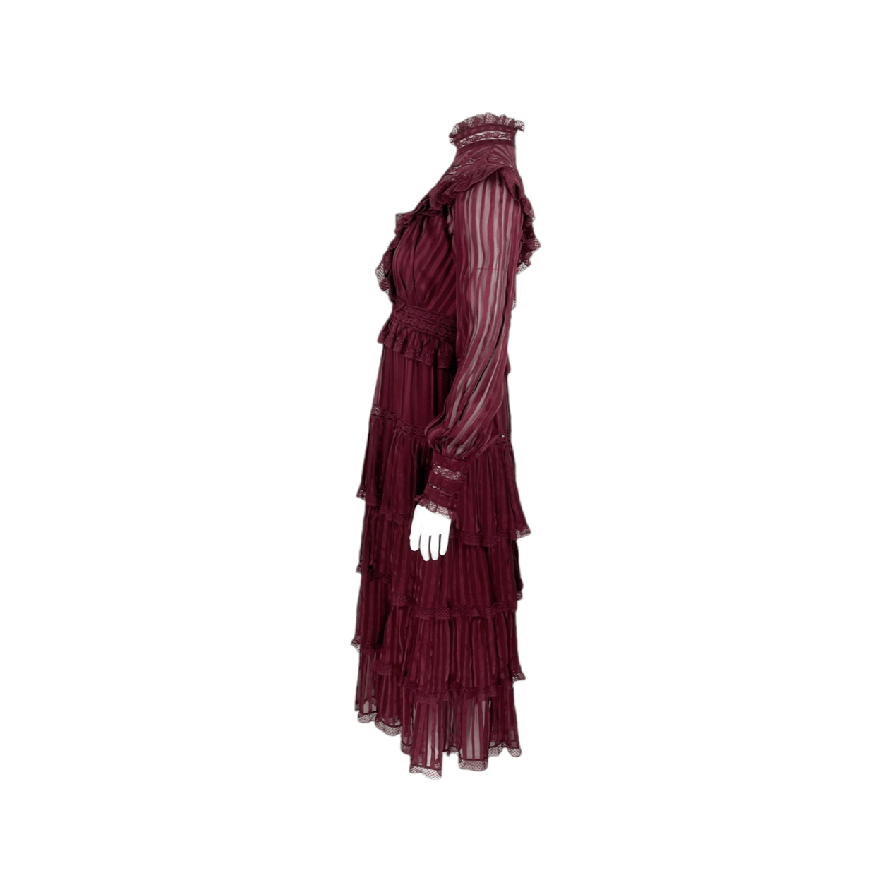 Zimmermann Burgundy Espionage Ruffled Midi Dress 1 ZIMMERMANN  