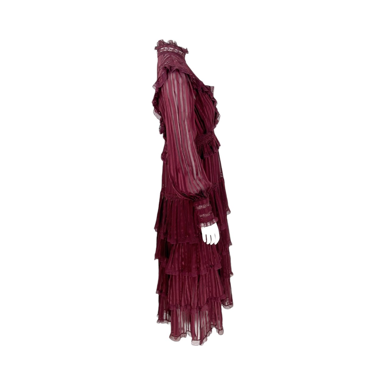  Zimmermann Burgundy Espionage Ruffled Midi Dress 1 ZIMMERMANN  