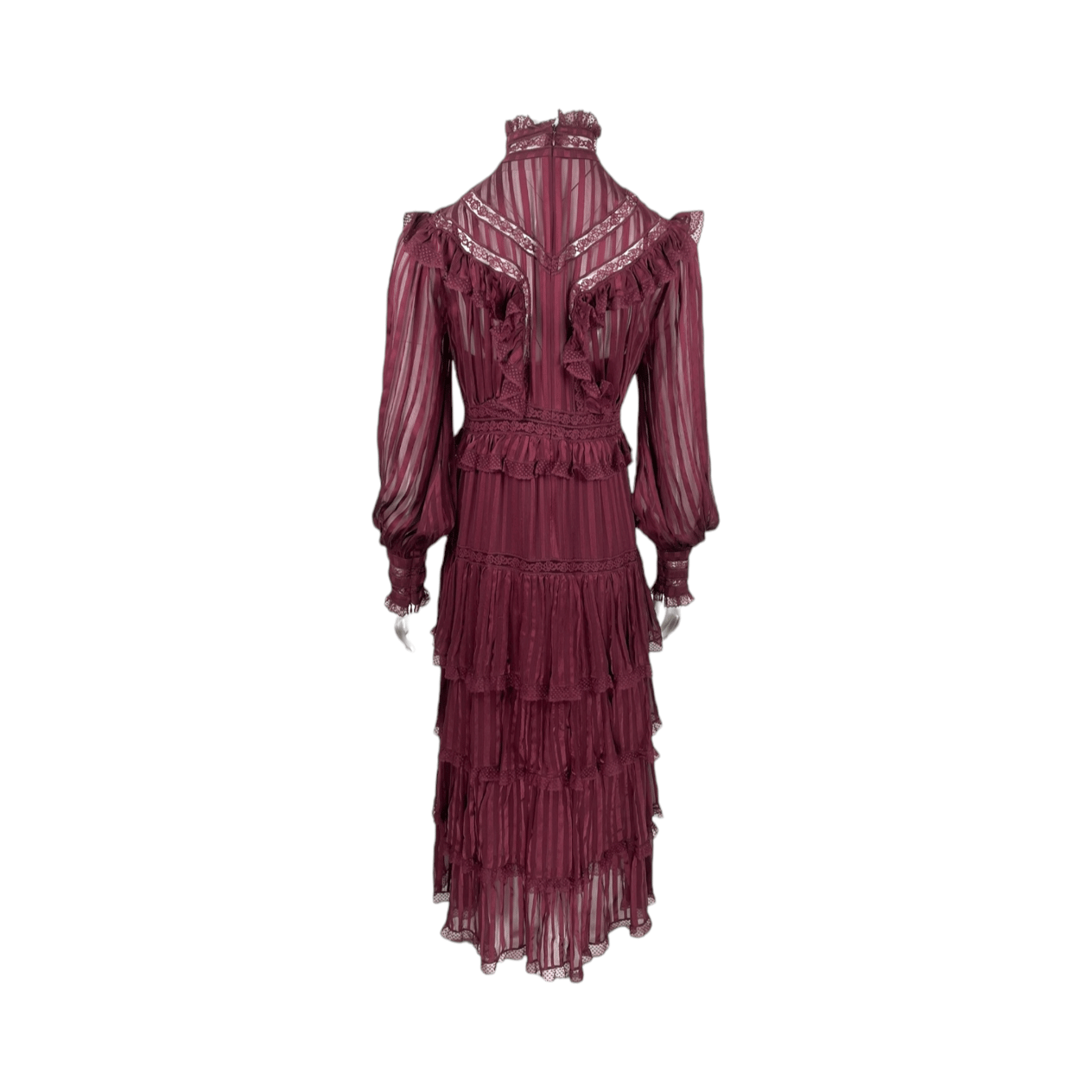  Zimmermann Burgundy Espionage Ruffled Midi Dress 1 ZIMMERMANN  