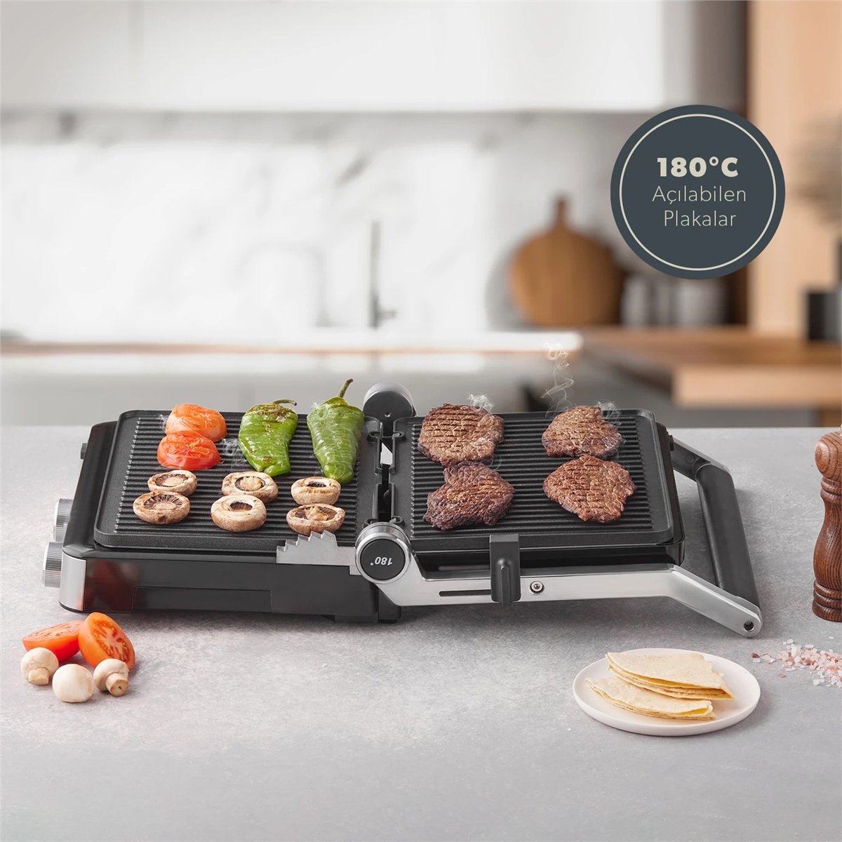 Homend Grilliant 1340H Inox Gövde Döküm Plaka Tost ve Izgara Makinesi