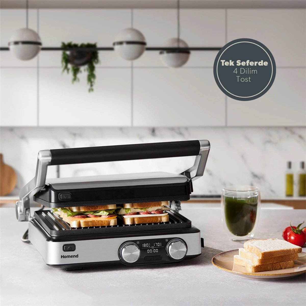 Homend Grilliant 1340H Inox Gövde Döküm Plaka Tost ve Izgara Makinesi