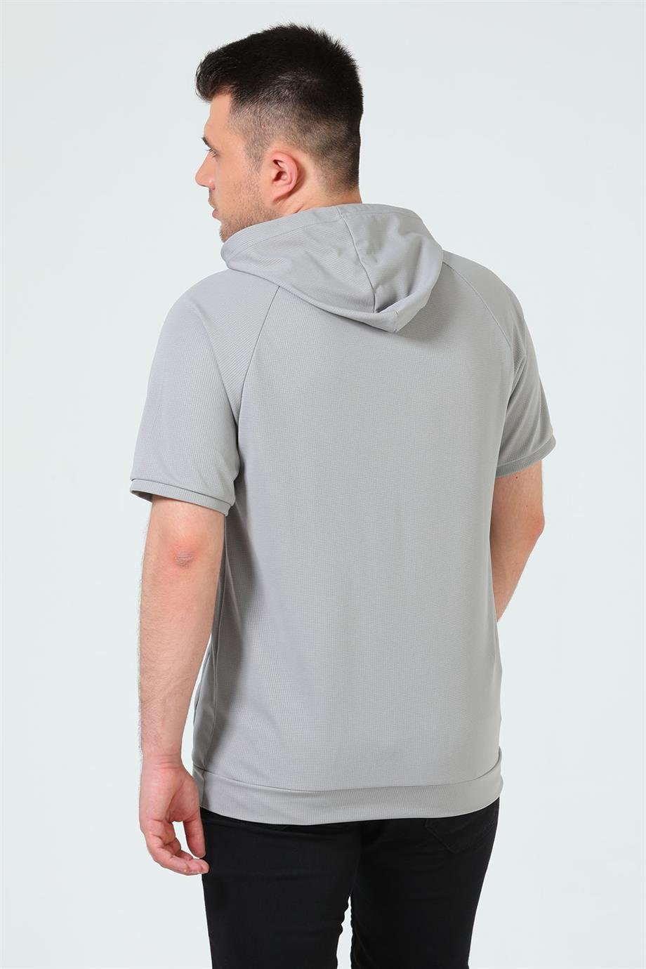 Erkek Baskılı Kapüşonlu T-shirt