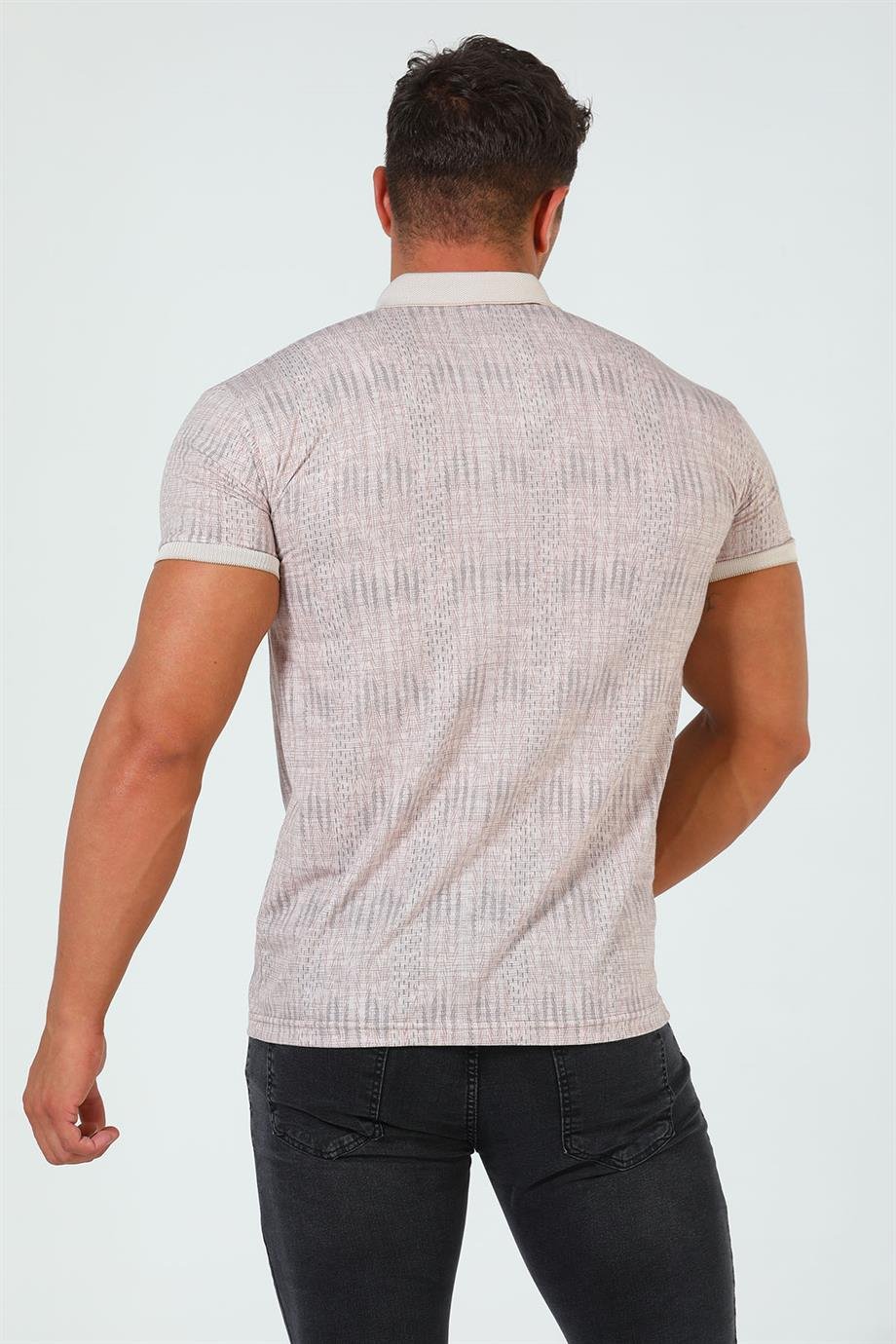 Erkek Polo Yaka Desenli Slim Fit T-shirt
