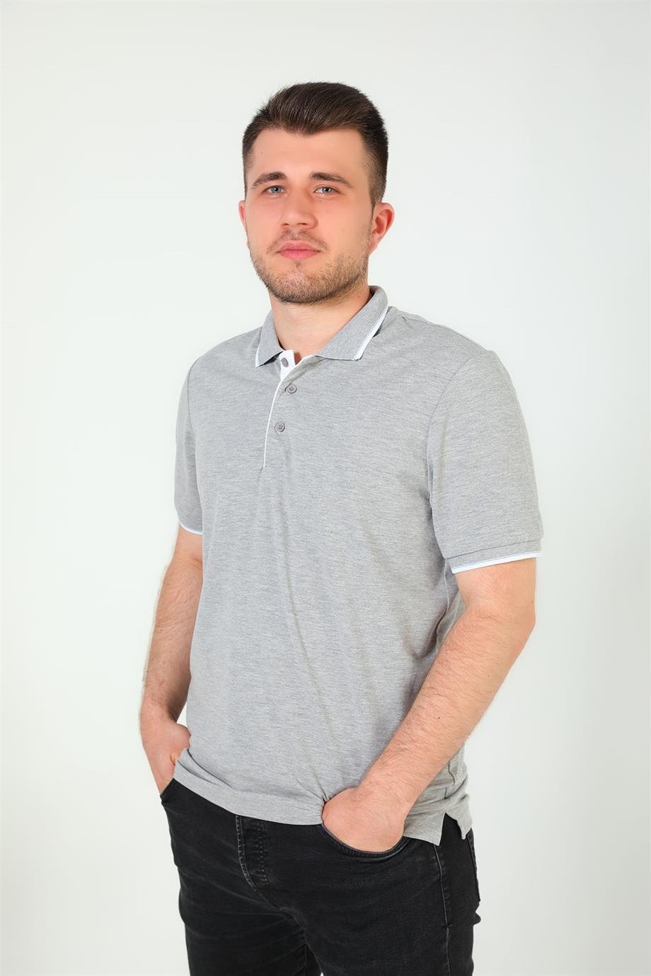 Erkek Polo Yaka Likralı T-shirt