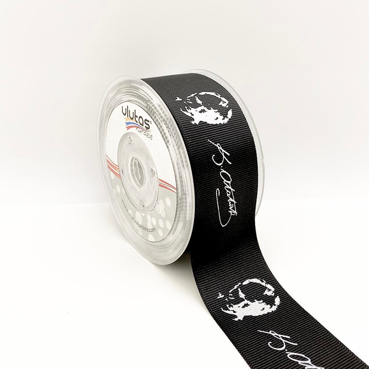 Atatürk Siyah Grogren Kurdele 40 Mm 10 Mt