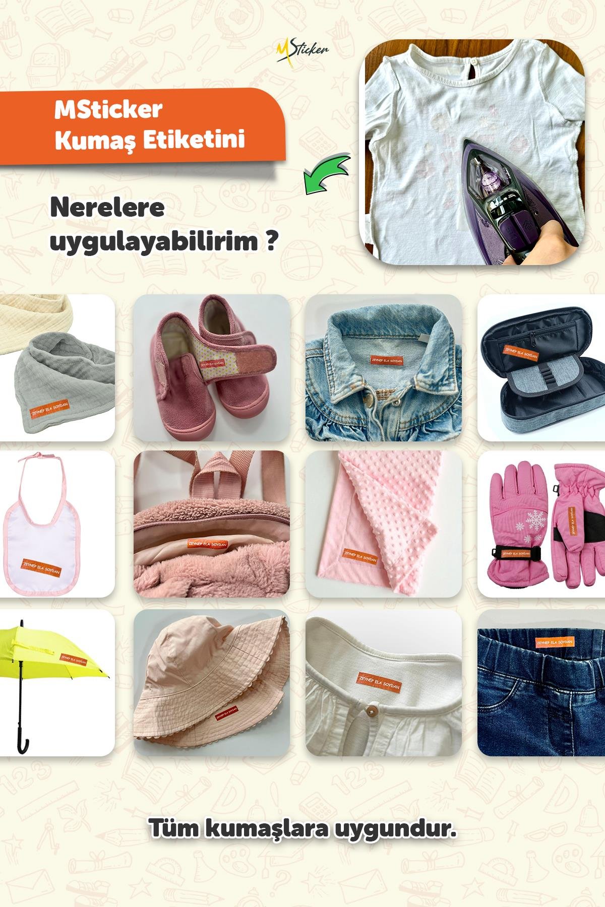 Kıyafet Etiketi - Okul Kıyafet Kumaş Etiketi Kreş Anaokulu İlkokul Kıyafet Kumaş Etiketi