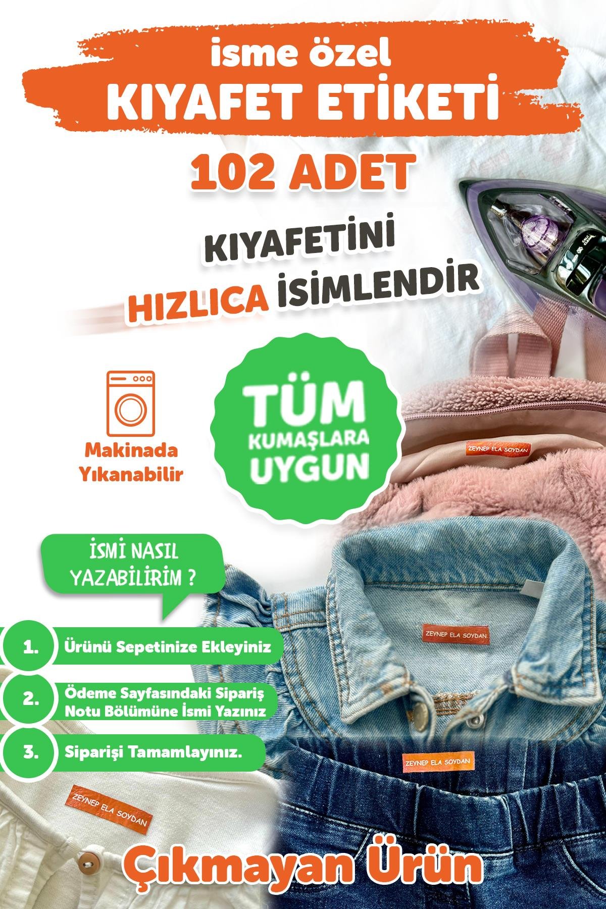 Kıyafet Etiketi - Okul Kıyafet Kumaş Etiketi Kreş Anaokulu İlkokul Kıyafet Kumaş Etiketi