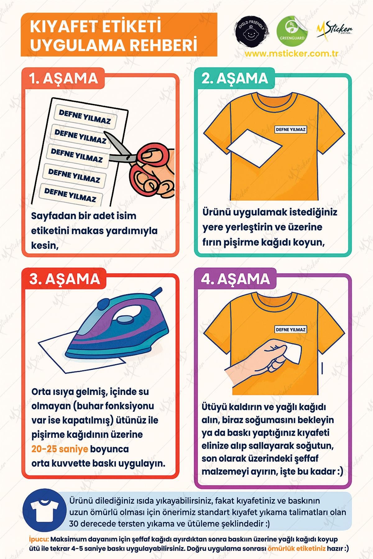 Kıyafet Etiketi - Okul Kıyafet Kumaş Etiketi Kreş Anaokulu İlkokul Kıyafet Kumaş Etiketi