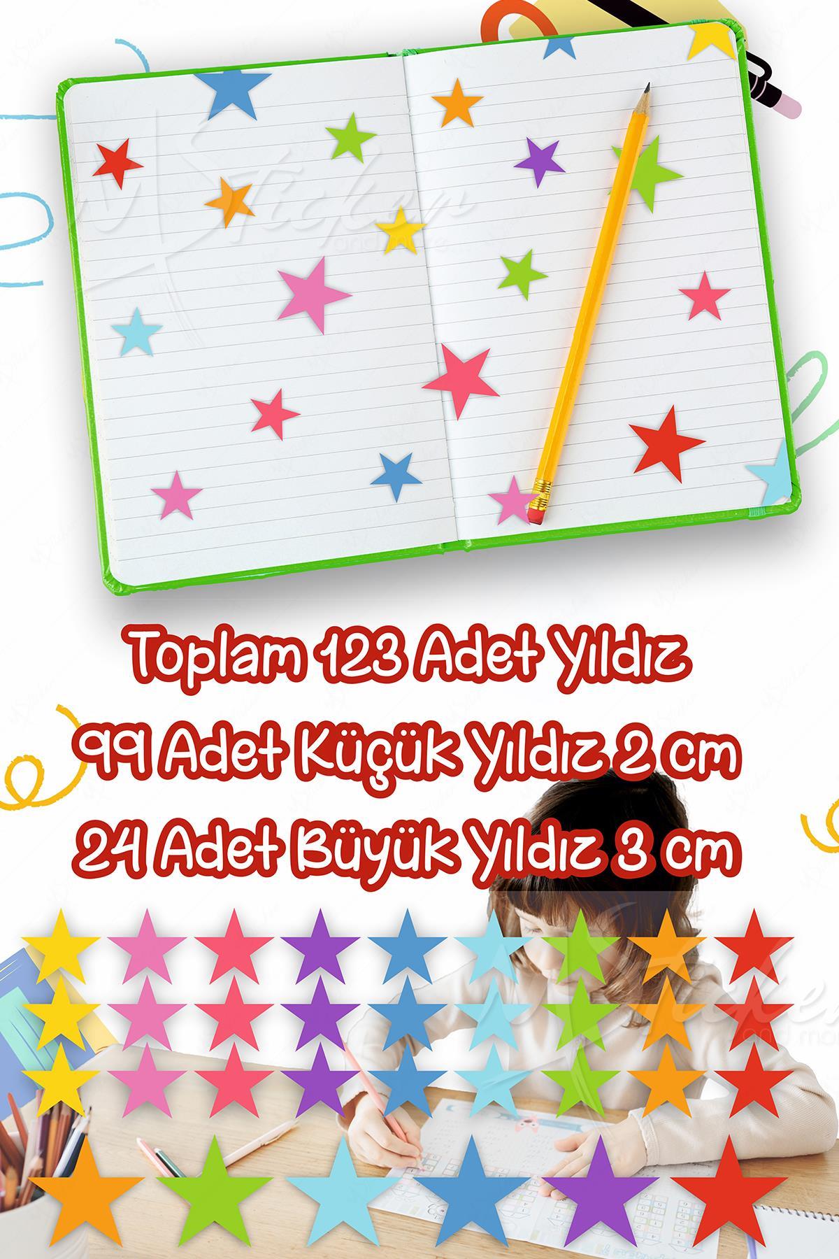 Öğretmenler için Eğlenceli Yıldızlar 3 cm 64 Adet Duvar Defter Cam Sticker Seti