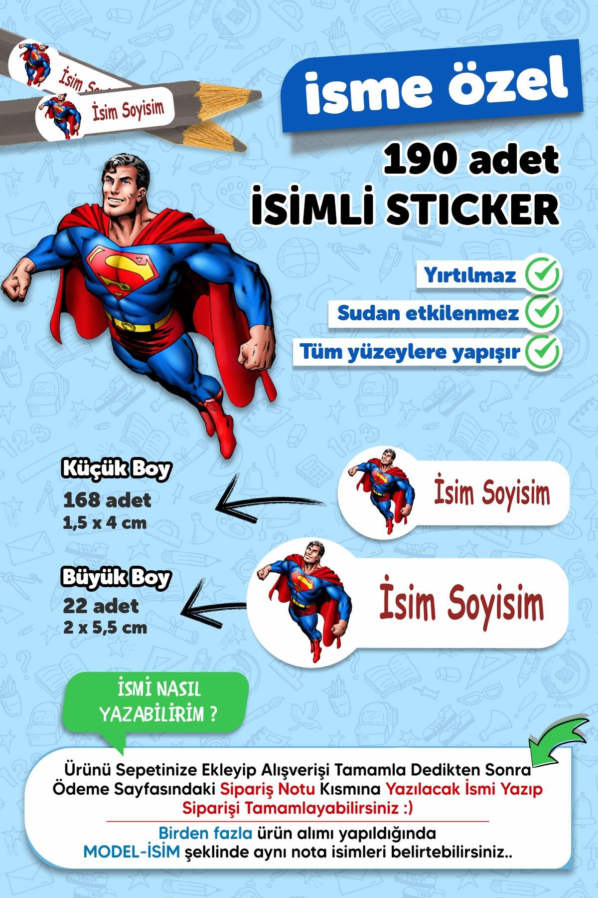 Okul Etiketi Kalem Defter Etiketi Özel Isim Yazılabilen Etiket 190 Adet