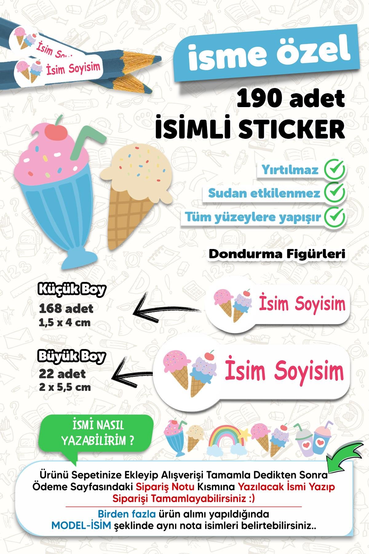 Okul Etiketi Kalem Defter Etiketi Yaz Temalı Özel Isim Yazılabilen Etiket - 190 Adet