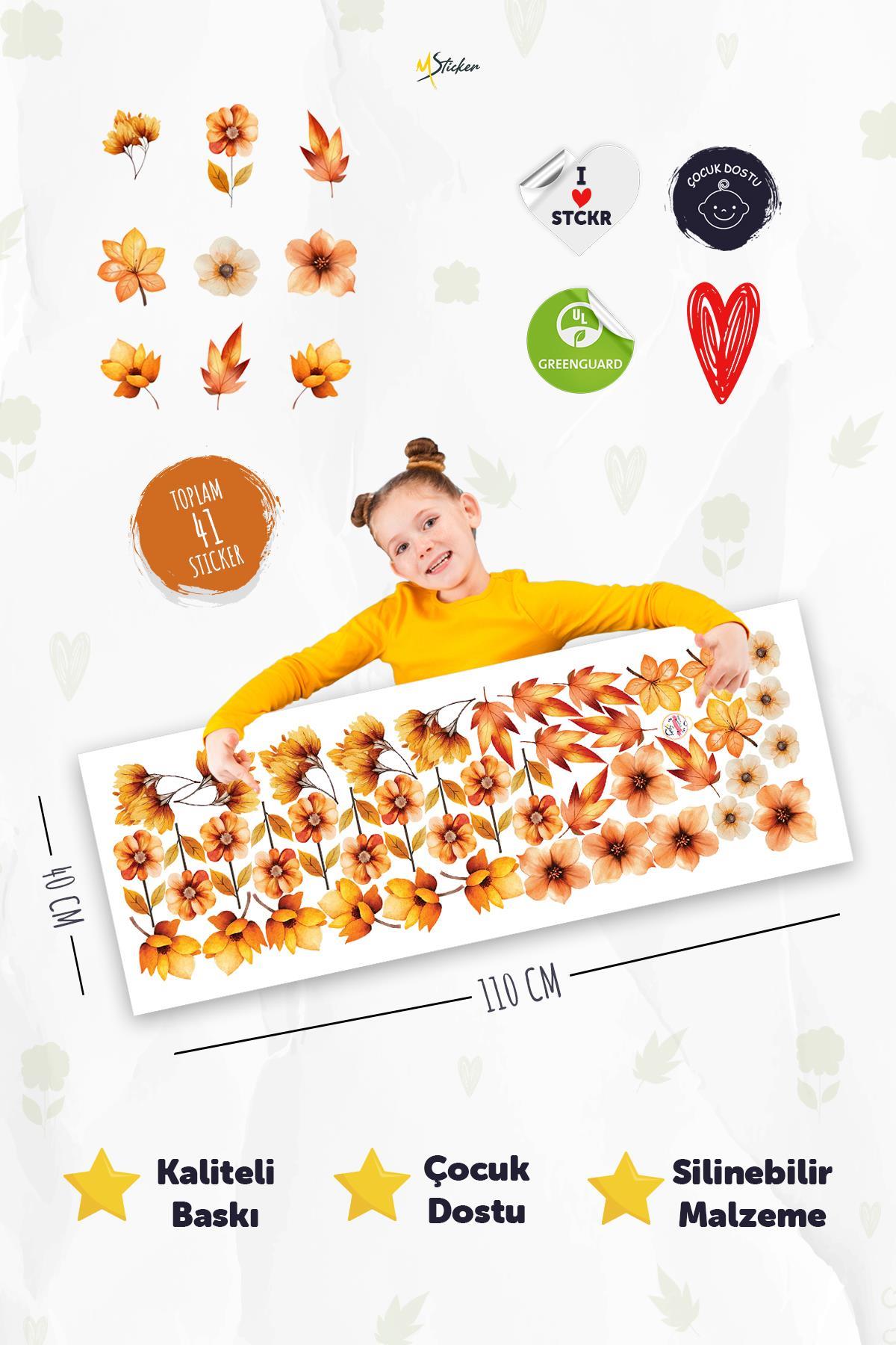 Sonbahar Çiçekleri Cam Duvar Sticker Seti