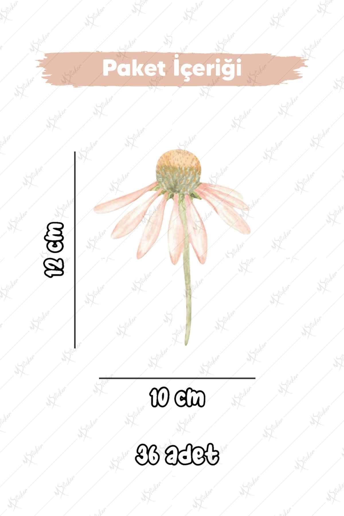 Uçan Papatyalar Çocuk Bebek Odası Duvar Cam Sticker Seti, Uçuşan Papatyalar Soft Renklerde Sticker