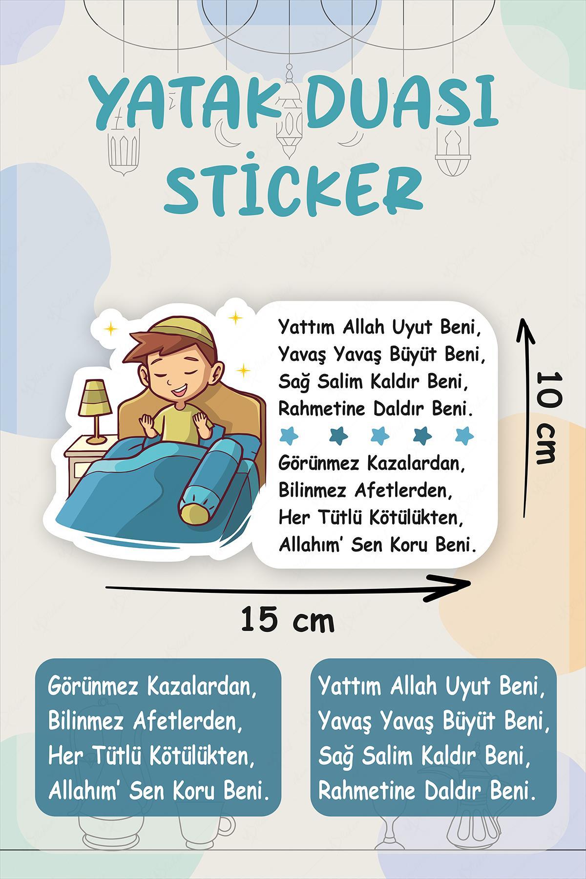 Uyku Duası Erkek Çocuklu Uyku Öncesi Yatak Duası Cam Duvar Kapı Sticker Seti
