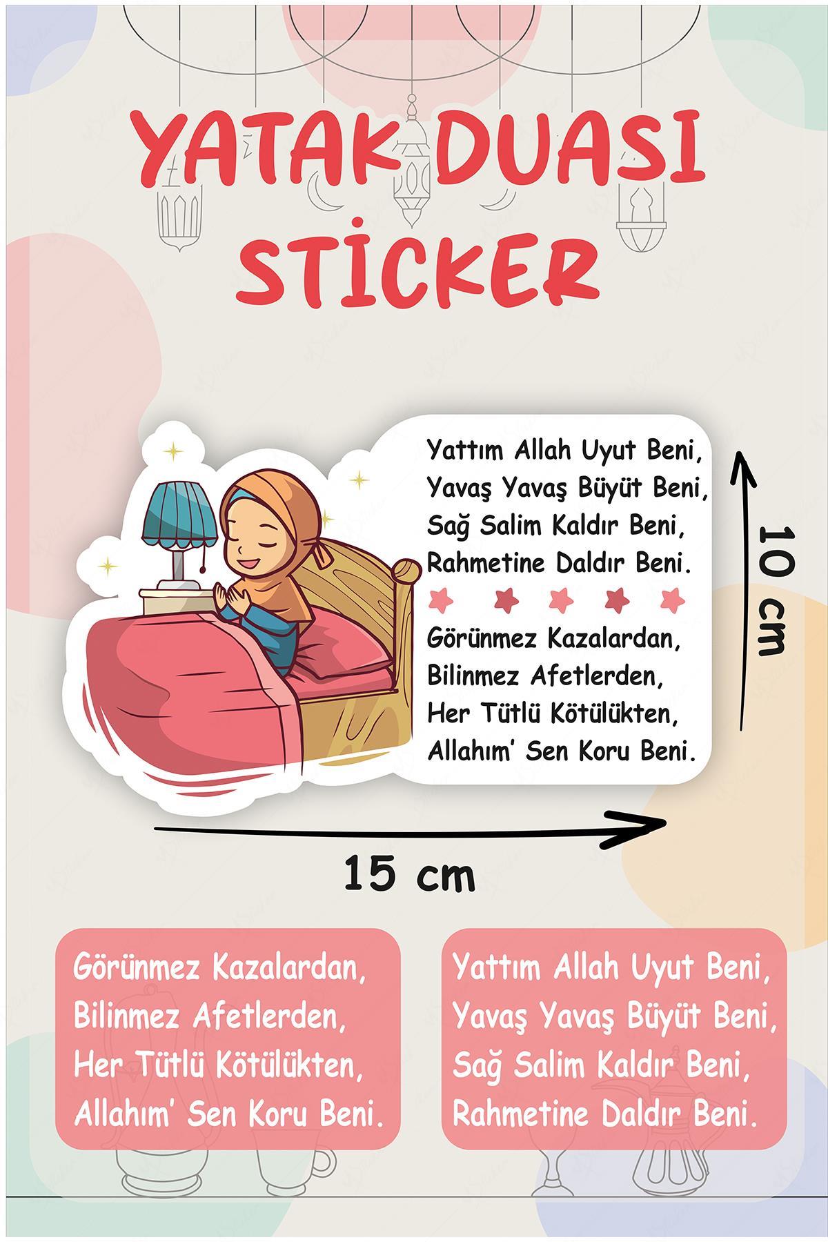 Uyku Duası Kız Çocuklu Uyku Öncesi Yatak Duası Cam Duvar Kapı Sticker Seti