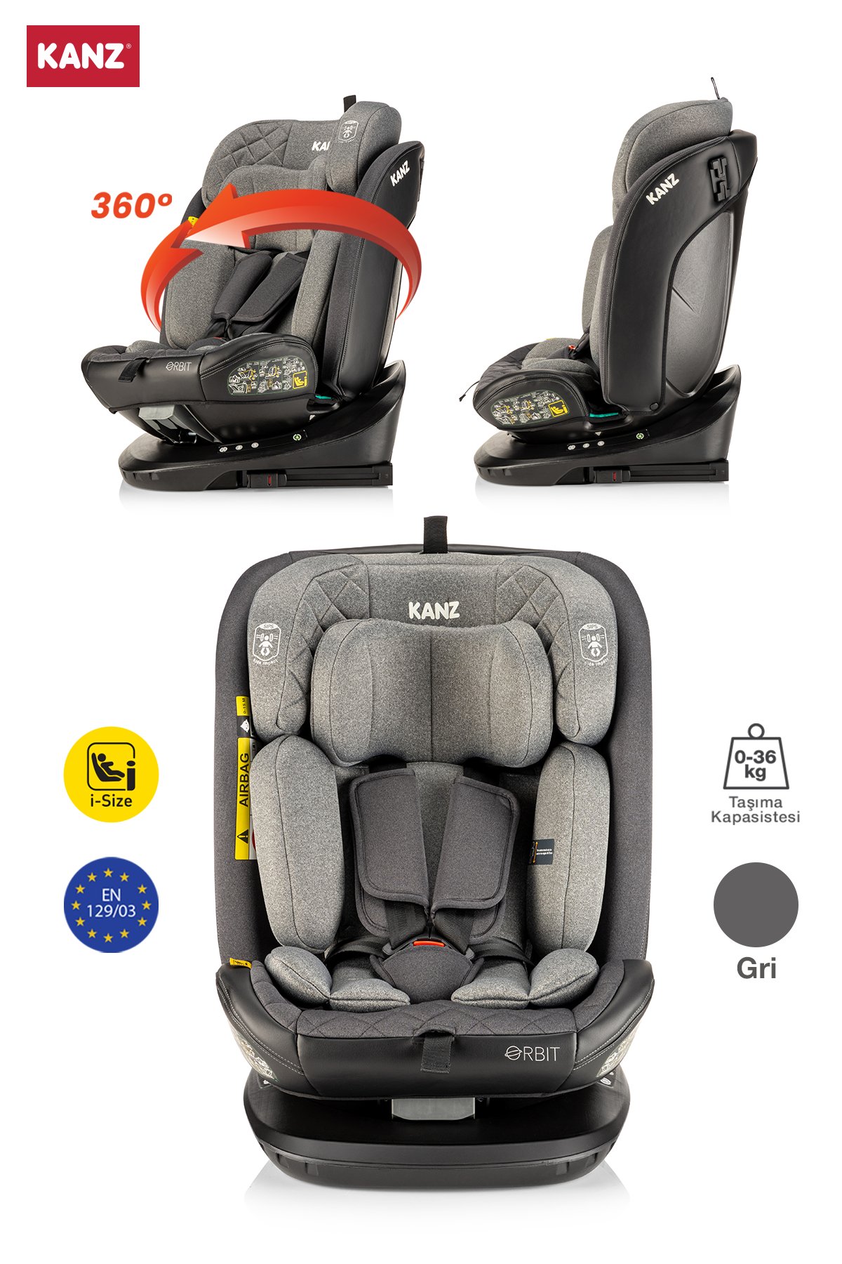 Kanz Orbit I-Size Oto Koltuğu Gri