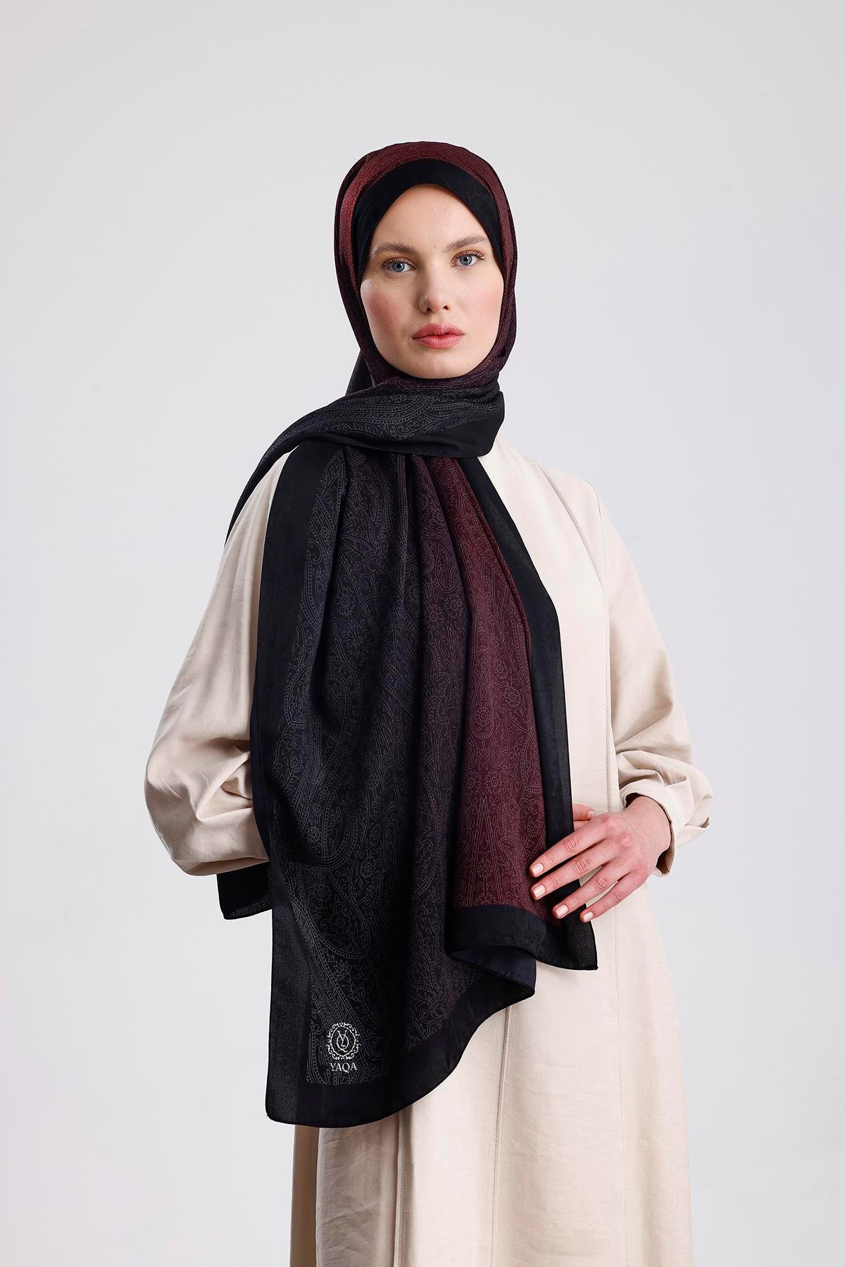 SİYAH-MÜRDÜM RETRO PREMIUM ŞAL