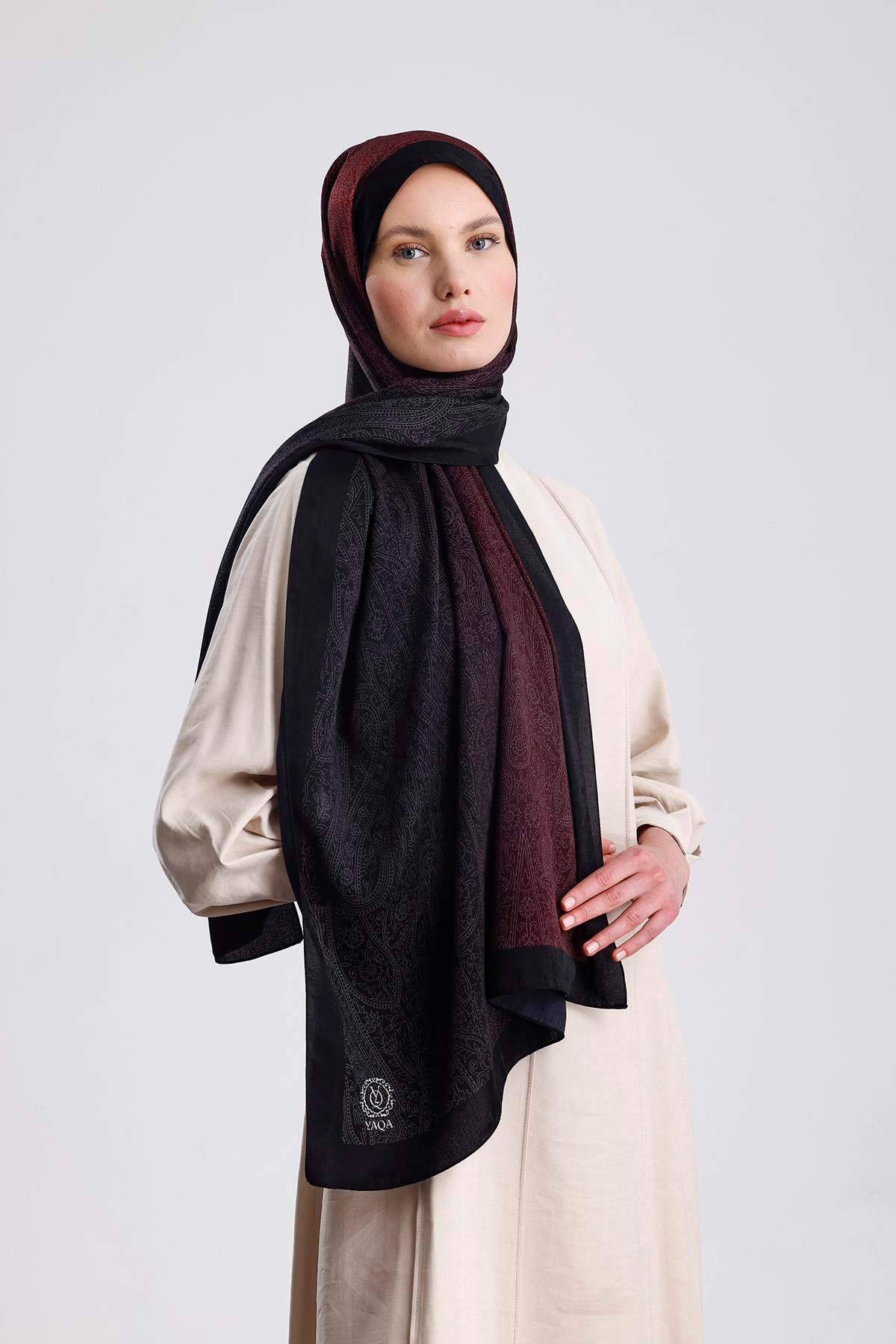 SİYAH-MÜRDÜM RETRO PREMIUM ŞAL