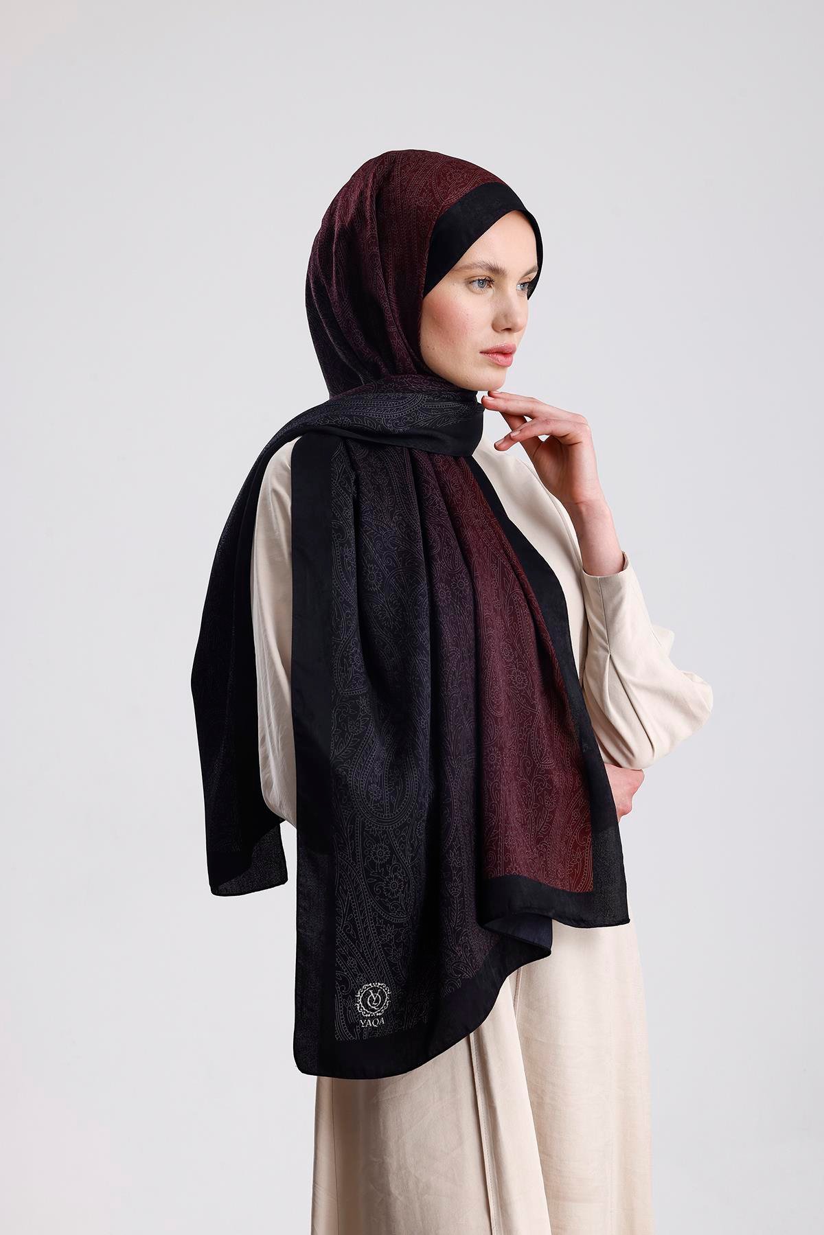 SİYAH-MÜRDÜM RETRO PREMIUM ŞAL