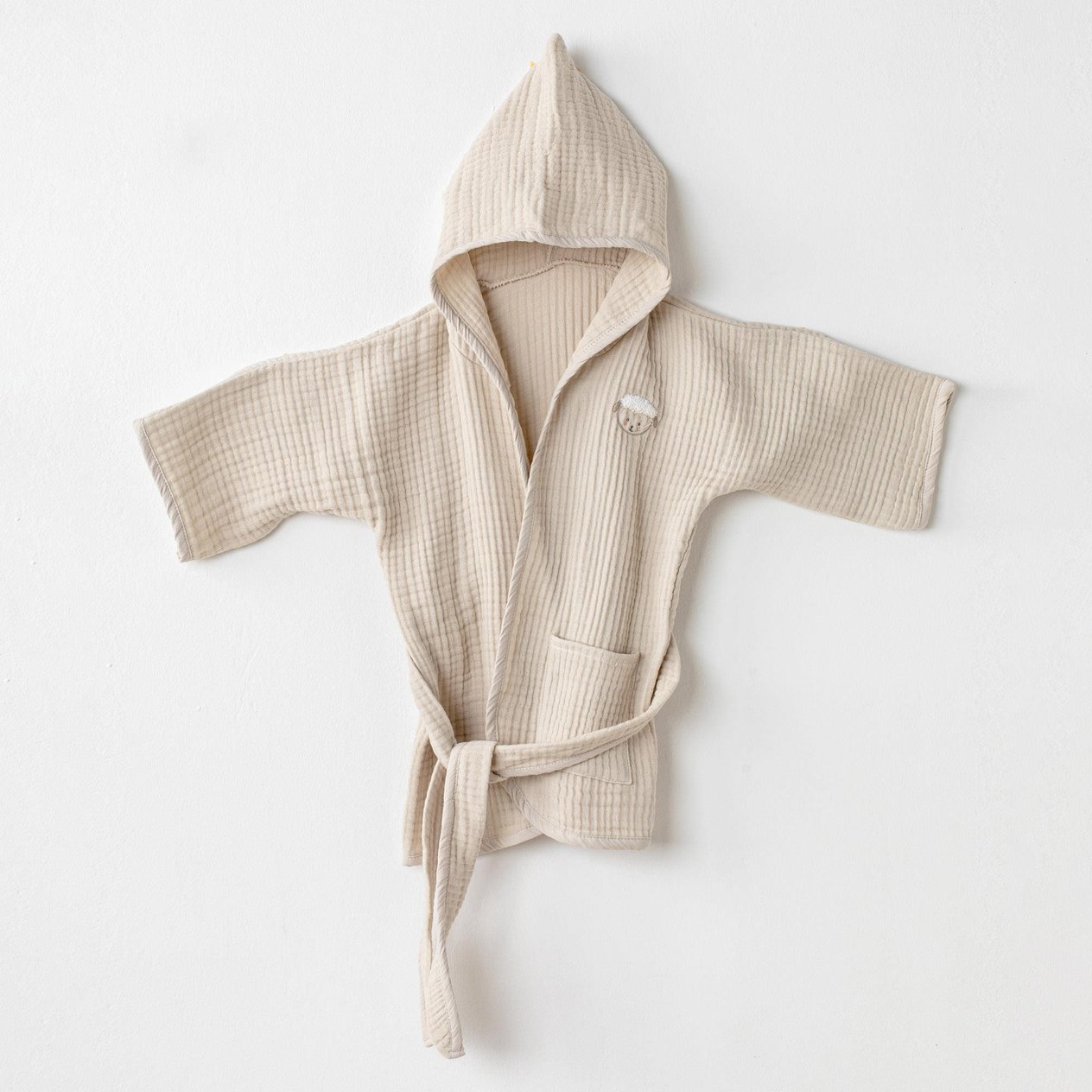 Andywawa UNISEX Bornoz Bathrobe Baby Home Muslın Bej