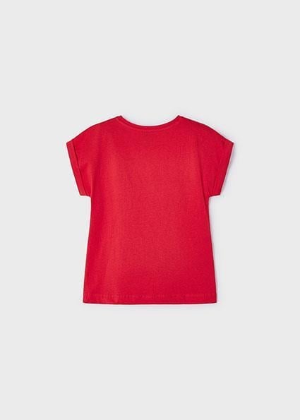 Mayoral Kız Çocuk Kırmızı T-shirt Kısa Kol Kroselı 03087-037
