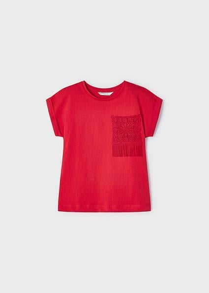 Mayoral Kız Çocuk Kırmızı T-shirt Kısa Kol Kroselı 03087-037