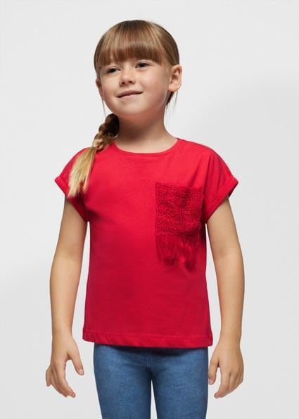 Mayoral Kız Çocuk Kırmızı T-shirt Kısa Kol Kroselı 03087-037