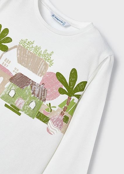 Mayoral Kız Çocuk Krem T-shirt Uzun Kol 03093-078