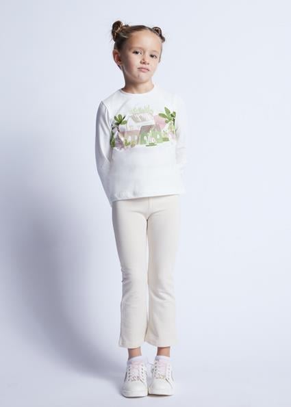 Mayoral Kız Çocuk Krem T-shirt Uzun Kol 03093-078