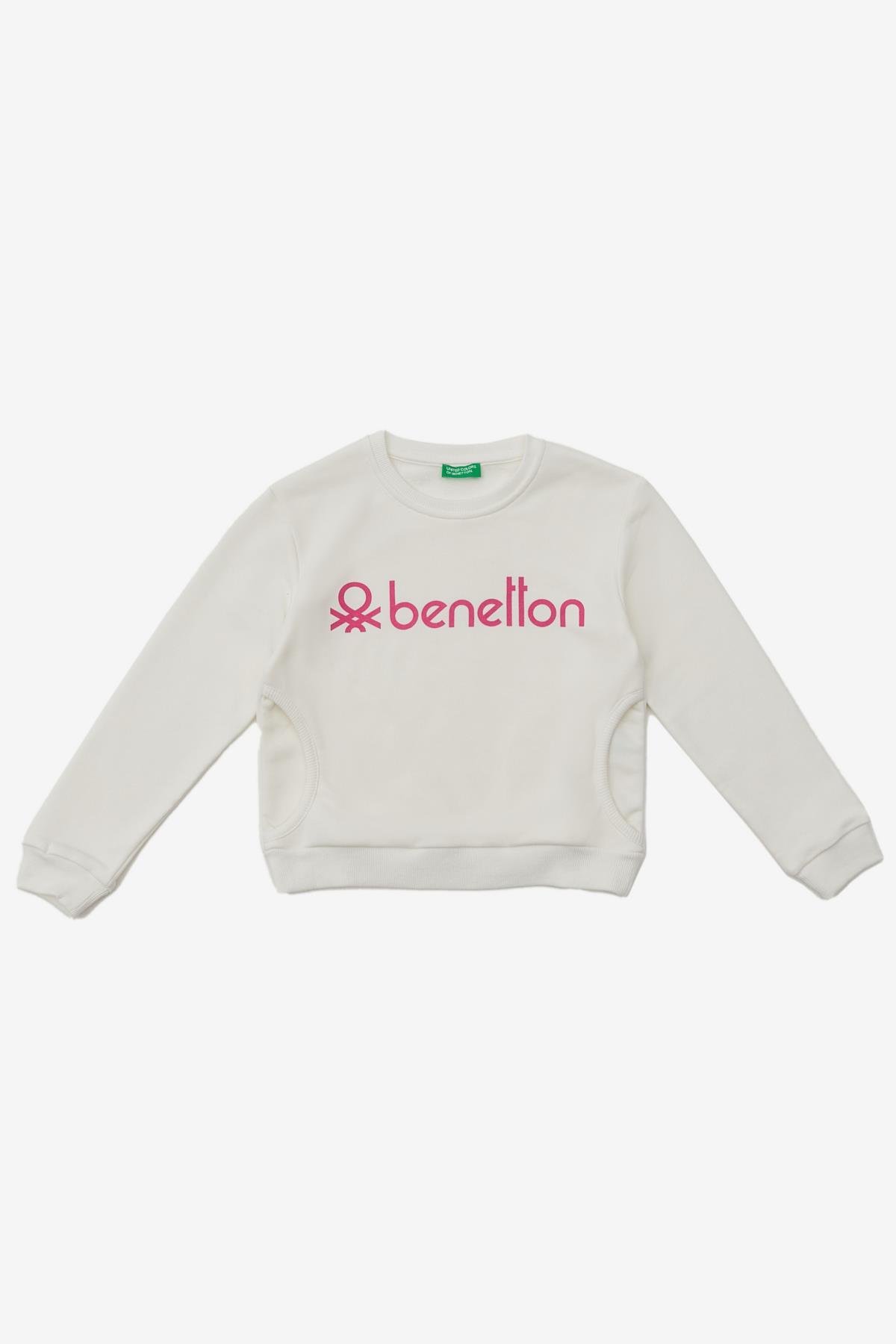 United Colors of Benetton Kız Çocuk Beyaz Sweatshirt BNT-G20829