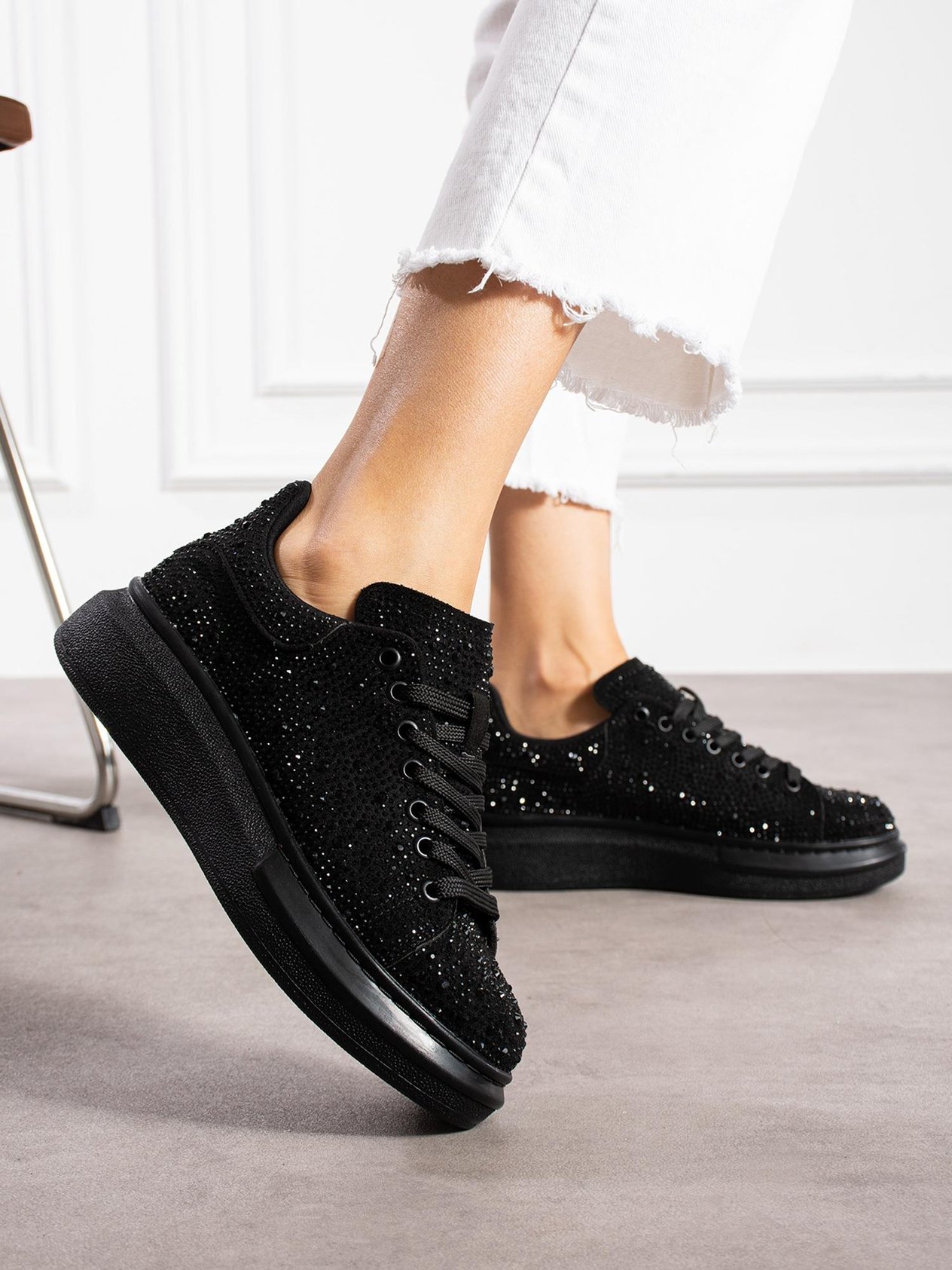 CLARİTA Siyah Taş Detay Kadın Sneakers