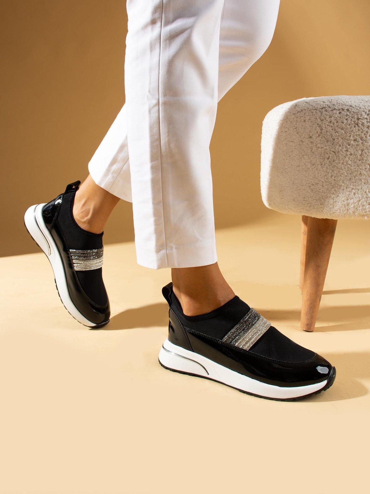 ELENA Siyah Taşlı Kadın Sneakers
